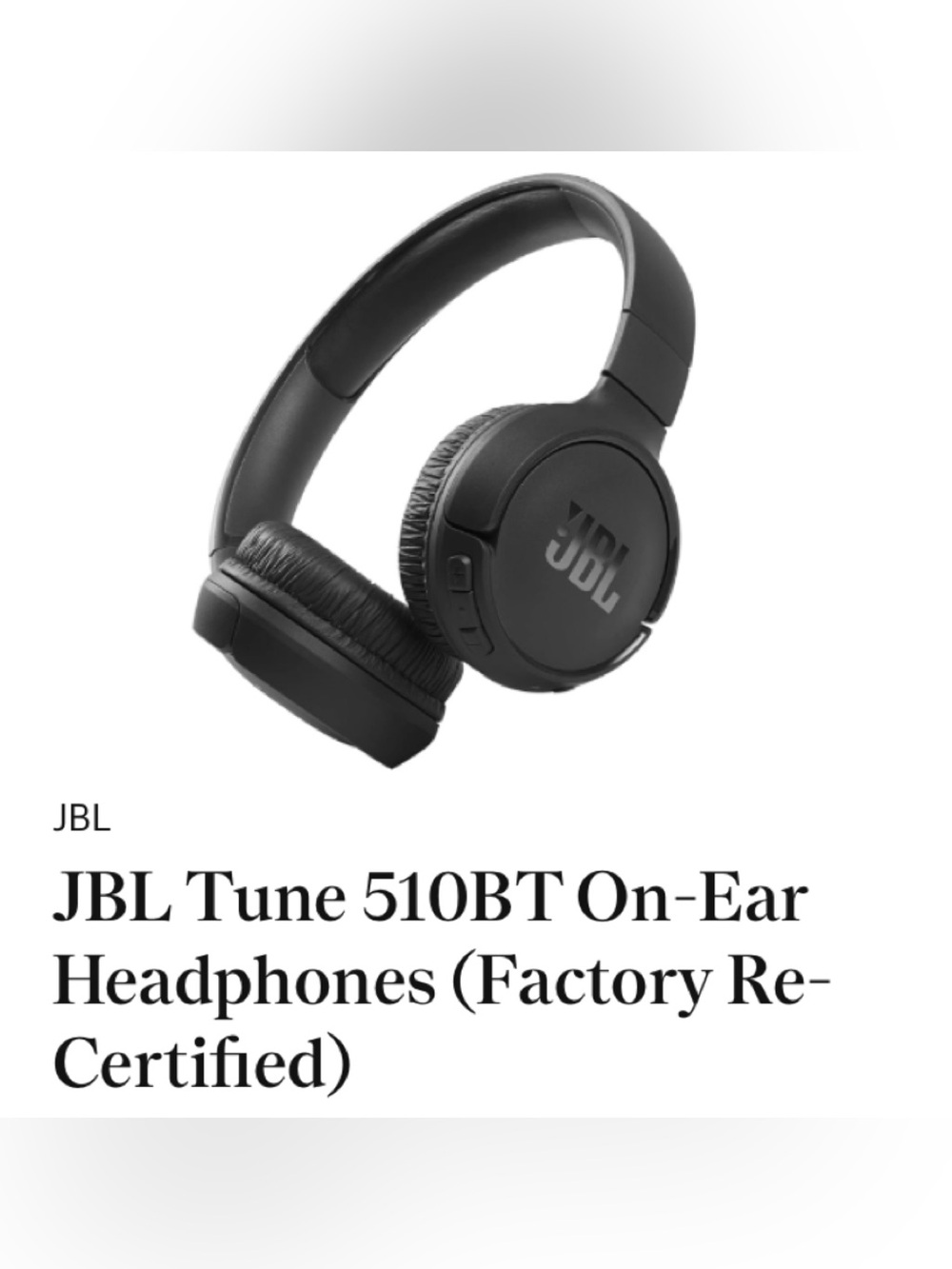 JBL Tune 510BT On-Ear Headphones (Factory Re-Certified)